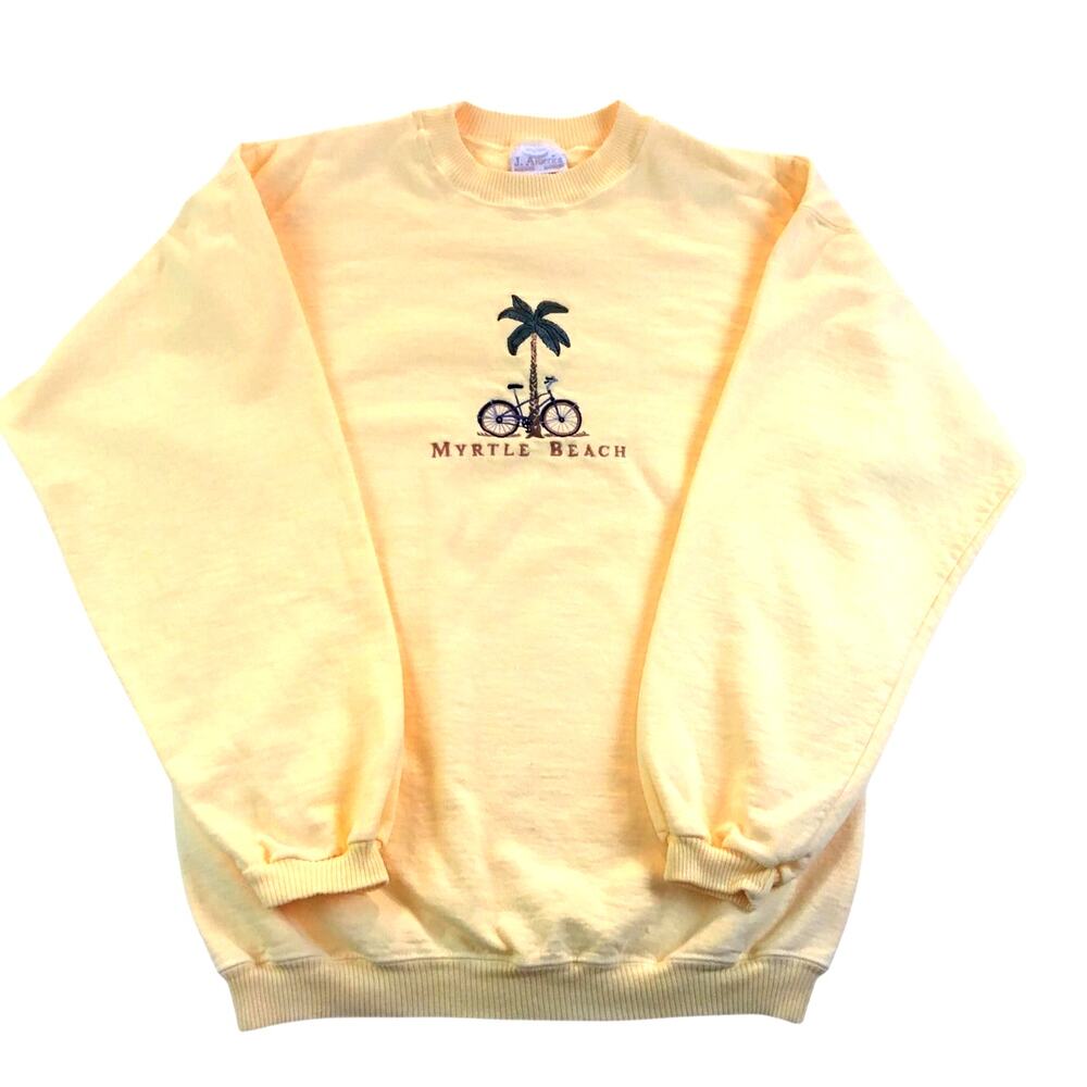 Myrtle Beach Sweatshirt Yellow Bike Palm Tree Size Medium